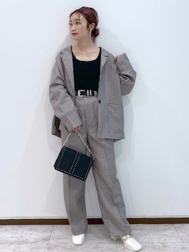 「PAGEBOY（ページボーイ）のチェーンスタッズショルダー（ショルダーバッグ）」を使った、もっちさん（レディース・158cm）の秋コーディネート