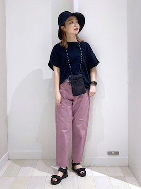 「GLOBAL WORK（グローバルワーク）のエアかるイージーパンツ/255598（その他パンツ）」を使った、もっちさん（レディース・158cm）の夏コーディネート