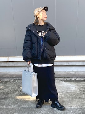 「MOMA（モマ）のアイテム」を使った、もっちさん（レディース・158cm）の冬コーディネート