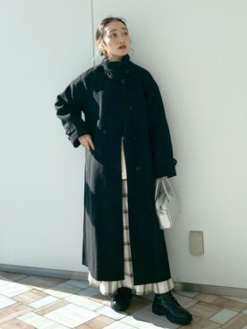 「チェック柄に恋してる」｜「アイテム（チェスターコート）」を使った、もっちさん（レディース・158cm）の冬コーディネート