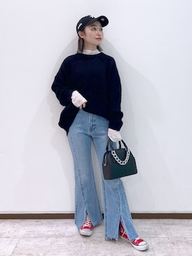 「MOMA（モマ）のアイテム」を使った、もっちさん（レディース・158cm）の冬コーディネート