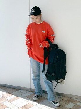 「PBLIM（ページボーイリム）のアイテム（バックパック/リュック）」を使った、もっちさん（レディース・158cm）の冬コーディネート