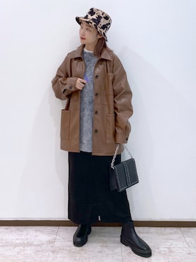 「PAGEBOY（ページボーイ）のチェーンスタッズショルダー（ショルダーバッグ）」を使った、もっちさん（レディース・158cm）の秋コーディネート