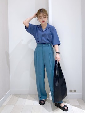 カイテキオープンカラーシャツ半袖/255749を使った人気ファッション