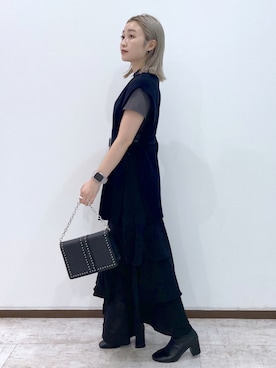 「PAGEBOY（ページボーイ）のチェーンスタッズショルダー（ショルダーバッグ）」を使った、もっちさん（レディース・158cm）の夏コーディネート