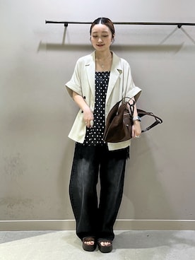 「LOWRYS FARM（ローリーズファーム）のアイテム（ジャケット/アウター）」を使った、もっちさん（レディース・158cm）の春コーディネート
