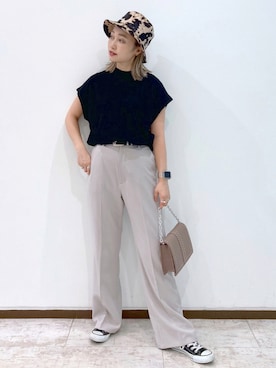 「PAGEBOY（ページボーイ）のチェーンスタッズショルダー（ショルダーバッグ）」を使った、もっちさん（レディース・158cm）の夏コーディネート