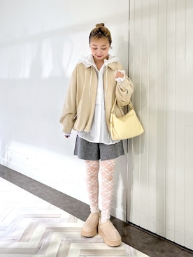 「LOWRYS FARM（ローリーズファーム）のアイテム（シャツ/ブラウス）」を使った、もっちさん（レディース・158cm）の秋コーディネート