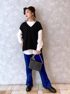 「PAGEBOY（ページボーイ）のチェーンスタッズショルダー（ショルダーバッグ）」を使った、もっちさん（レディース・158cm）の秋コーディネート