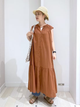 「デニムっていいよね」｜「アイテム（アクセサリー）」を使った、もっちさん（レディース・158cm）の夏コーディネート