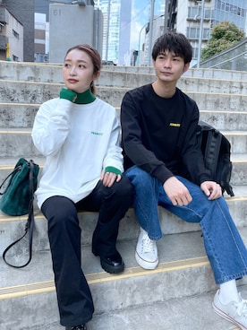 「PBLIM（ページボーイリム）のアイテム（バックパック/リュック）」を使った、もっちさん（レディース・158cm）の秋コーディネート