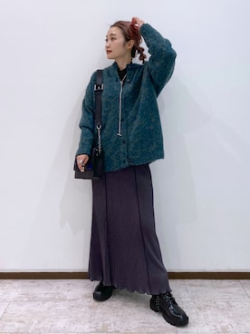 「PAGEBOY（ページボーイ）のラインスリーブシアータートル（Tシャツ/カットソー）」を使った、もっちさん（レディース・158cm）の秋コーディネート