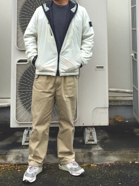 「アイテム（ナイロンジャケット）」を使った、tattsuさん（メンズ・174cm）の冬コーディネート