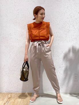 「Andemiu（アンデミュウ）のクリアトートバッグ940559（ショルダーバッグ）」を使った、kiyokaさん（レディース・155cm）の夏コーディネート