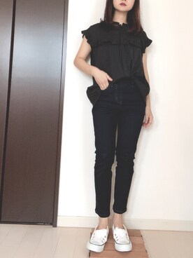 「ブラウスコーデ」｜「アイテム（スリッポン）」を使った、コマじろうさん（レディース・149cm）の夏コーディネート