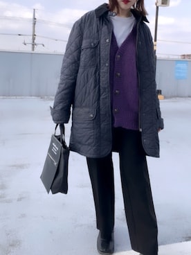「ニットカーディガン」｜「アイテム（ブルゾン）」を使った、コマじろうさん（レディース・149cm）の春コーディネート