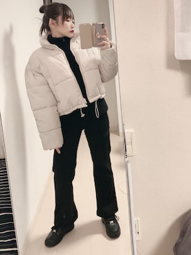 「H&M（エイチ・アンド・エム）のアイテム（ジャケット/アウター）」を使った、コマじろうさん（レディース・149cm）の冬コーディネート