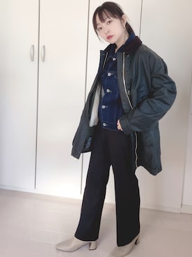 「バブアー女子」｜「アイテム（その他アウター）」を使った、コマじろうさん（レディース・149cm）の冬コーディネート