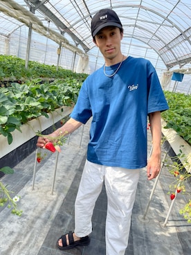 「HUF（ハフ）のアイテム（キャップ）」を使った、Tjayさん（メンズ・175cm）の春コーディネート