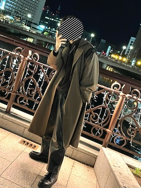 「アイテム（チェスターコート、ブラウン系）」を使った、しーさん（メンズ・177cm）の秋コーディネート
