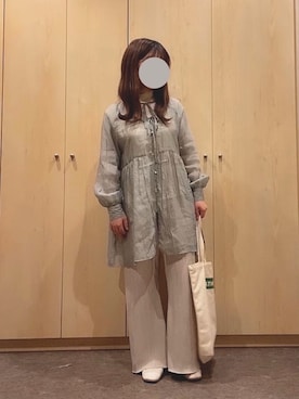 「シースルー」｜「アイテム（バレエシューズ）」を使った、のんさん（レディース・151cm）の春コーディネート