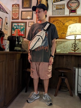 「アイテム（バッグ）」を使った、髪切りおじさん。さん（メンズ・165cm・30代）の夏コーディネート
