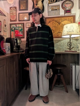 「Champion（チャンピオン）のアイテム（パンツ）」を使った、髪切りおじさん。さん（メンズ・165cm）の春コーディネート