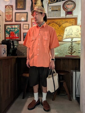 「BEAMS PLUS（ビームスプラス）のアイテム」を使った、髪切りおじさん。さん（メンズ・165cm）の夏コーディネート
