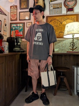 「アイテム（バッグ）」を使った、髪切りおじさん。さん（メンズ・165cm・30代）の夏コーディネート
