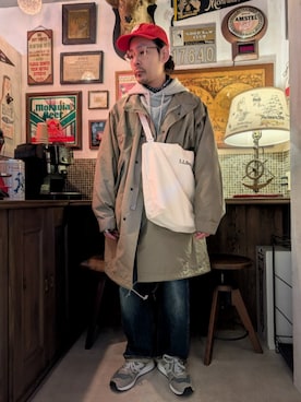「L.L.Bean（エルエルビーン）のアイテム」を使った、髪切りおじさん。さん（メンズ・165cm）の冬コーディネート
