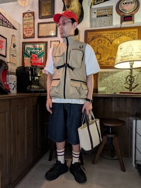 「アイテム（トートバッグ）」を使った、髪切りおじさん。さん（メンズ・165cm・30代）の夏コーディネート