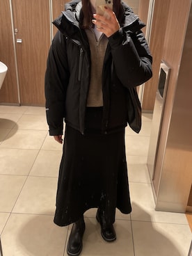 「チェルシーブーツ」｜「アイテム（ダウンジャケット/コート）」を使った、青タンさん（レディース・164cm）の冬コーディネート