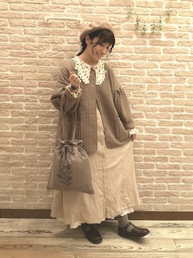 「秋のカフェオレコーデ」｜「アイテム（ハンチング/ベレー帽）」を使った、タ カ ハ シ 𓅪さん（レディース・157cm）の秋コーディネート
