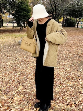 「マイベストコーデ2022」｜「アイテム（ノーカラージャケット）」を使った、StyleSeaさん（レディース・155cm）の冬コーディネート