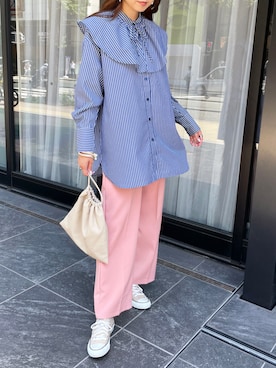 「カラー×コーデ」｜「アイテム（スラックス）」を使った、StyleSeaさん（レディース・163cm）の秋コーディネート