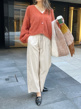 「アイテム（カーディガン/ボレロ、オレンジ系）」を使った、StyleSeaさん（レディース・163cm）の秋コーディネート