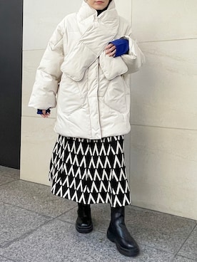 「スカートコーデ」｜「アイテム（ダウンジャケット/コート）」を使った、StyleSeaさん（レディース・155cm）の秋コーディネート