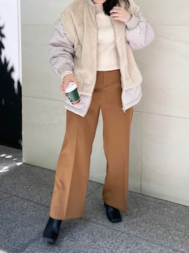 「ファー」｜「アイテム（ノーカラージャケット）」を使った、StyleSeaさん（レディース・155cm）の秋コーディネート