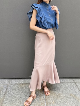 「カラー×コーデ」｜「アイテム（スカート）」を使った、StyleSeaさん（レディース・163cm）の夏コーディネート