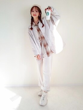 「インナーダウン」｜「アイテム（ノーカラージャケット）」を使った、StyleSeaさん（レディース・160cm）の秋コーディネート