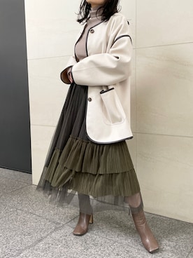 「大人ファッション」｜「アイテム（ノーカラーコート）」を使った、StyleSeaさん（レディース・155cm）の秋コーディネート