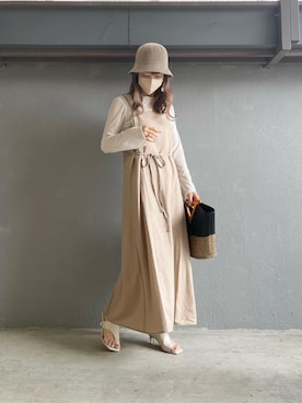 「キャミソールワンピ」｜「アイテム（ワンピース/ドレス）」を使った、StyleSeaさん（レディース・159cm）の春コーディネート