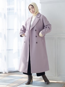 「アイテム（トレンチコート、パープル系）」を使った、StyleSeaさん（レディース・162cm）の秋コーディネート