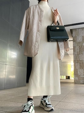 「ワントーンコーデ」｜「アイテム（ノーカラージャケット）」を使った、StyleSeaさん（レディース・160cm）の秋コーディネート