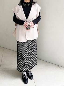 「スカートコーデ」｜「アイテム（ベスト）」を使った、StyleSeaさん（レディース・155cm）の秋コーディネート