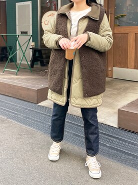 「キルティングコート」｜StyleSeaさん（レディース・155cm）の冬コーディネート