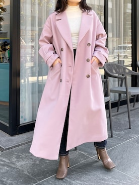 「アイテム（トレンチコート、パープル系）」を使った、StyleSeaさん（レディース・155cm）の冬コーディネート