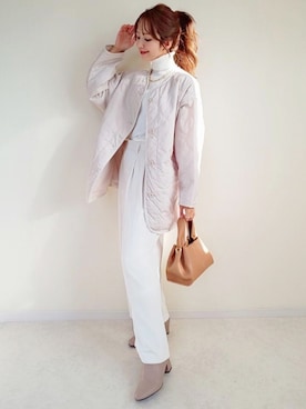 「アイテム（ノーカラージャケット、ホワイト系）」を使った、StyleSeaさん（レディース・160cm）の秋コーディネート