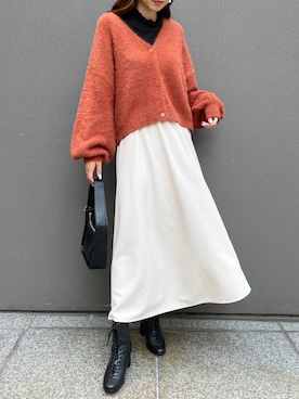 「アイテム（カーディガン/ボレロ、オレンジ系）」を使った、StyleSeaさん（レディース・163cm）の秋コーディネート