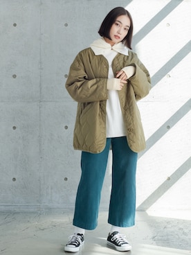 「アイテム（アームカバー、ホワイト系）」を使った、StyleSeaさん（レディース・162cm）の秋コーディネート